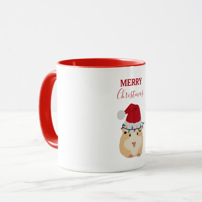 Caneca Belo Natal Hamster Engraçado Animal Santa Hat (Frente Esquerda)