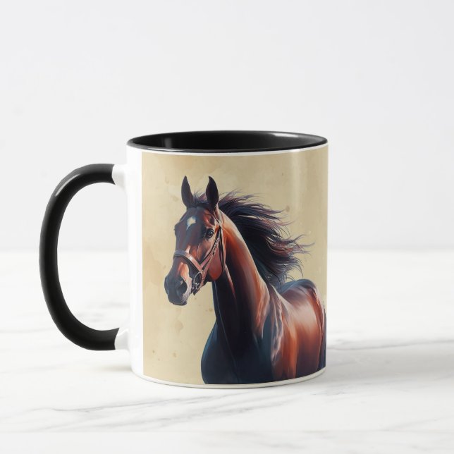 Caneca Belo nome personalizado de Cavalo Marrom (Esquerda)