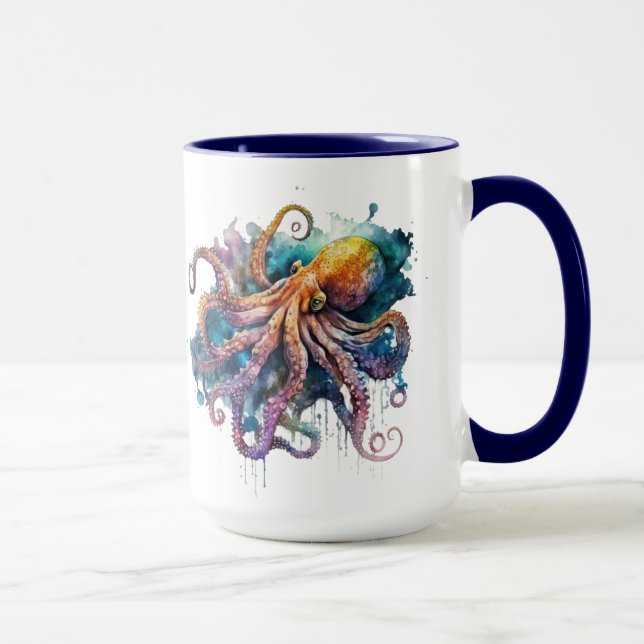 Caneca Belo Octopus De Aquarela (Direita)