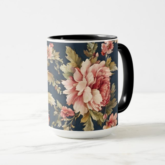 Caneca Belo Padrão Floral Italiano (Frente Esquerda)