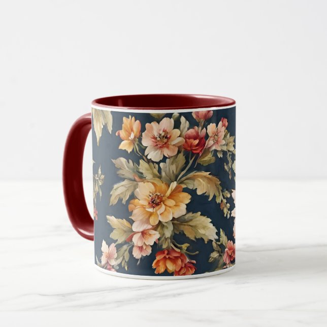 Caneca Belo Padrão Floral Italiano (Frente Esquerda)