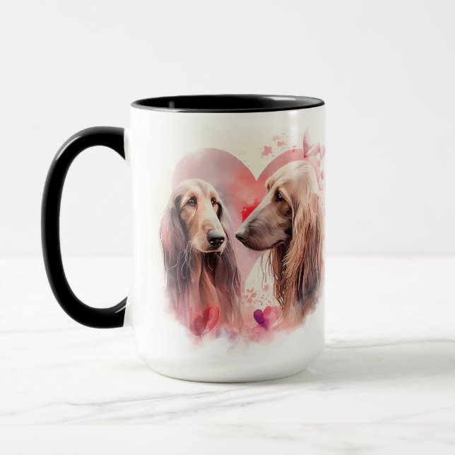 CANECA BELO PAR DE ÁGUA DOS CÃES DE HOUND AFEGANOS (Esquerda)