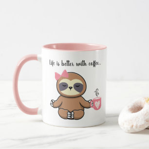 Caneca Belo Preguiçoso Fofinho, A vida é melhor com Café
