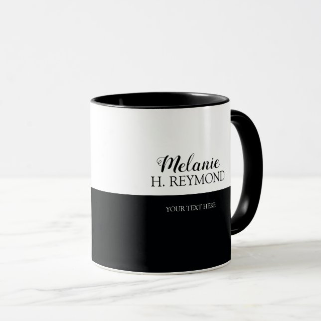 Caneca belo trama preto&branco personalizado com nome (Frente Esquerda)