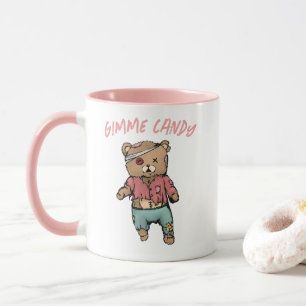 Caneca Belo Urso Rosa Zombie Gimme Candy Halloween