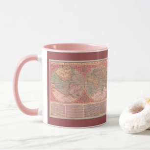 Caneca Belo Vintage Vidage, Antigo Mapa do Mundo com Text