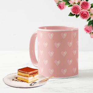 Caneca Belos Corações Rosa sobre Rosa
