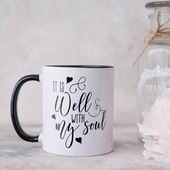 Caneca Bem, Com Minha Alma Espiritual (It is well with my soul! A pretty coffee mug to lift up your spirit.)