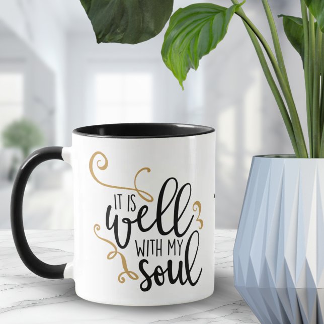 Caneca Bem, Com Minha Citação Cristã Alma Encorajando Pre (Well With My Soul Christian Quote Encouraging Gift Mug)