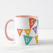 "Bem Feliz Aniversário" Bunting Colorido Rosa de D