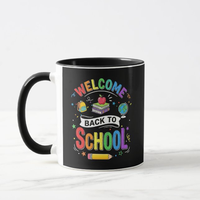 Caneca Bem-vindo de Volta à Escola Crianças Professor Pri (Esquerda)