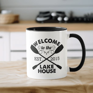 Caneca Bem-vindos ao Lago House Rustic Paddles