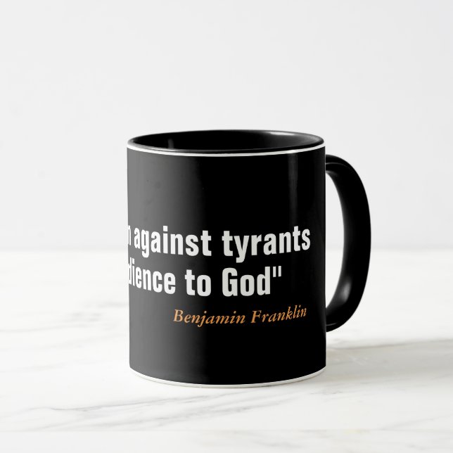 Caneca Benjamin Franklin Citação sobre a rebelião (Frente Esquerda)