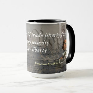 Caneca Benjamin Franklin Citação sobre Liberdade