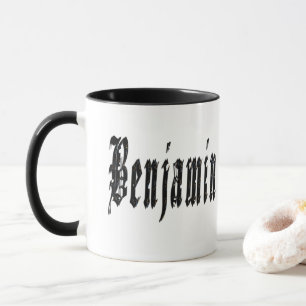 Caneca Benjamin, Nome, Logotipo, Café Combo Preto Mug.