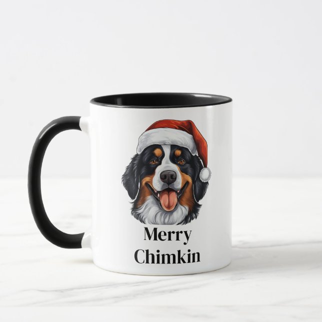 Caneca Bernese Mountain Dog Santa Hat Natal (Esquerda)