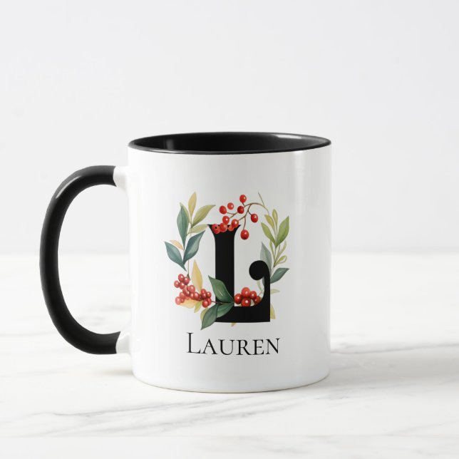 Caneca Berry Wreath Monograma - Letra L (Esquerda)