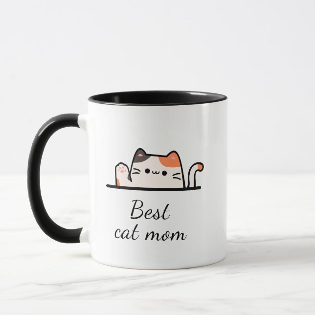 Caneca Best cat mom custom script Mug (Esquerda)