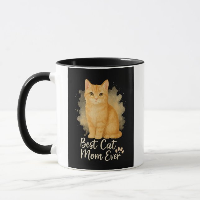 Caneca Best Cat Mom Ever Mug Funny Cat Lover Gift for Her (Esquerda)