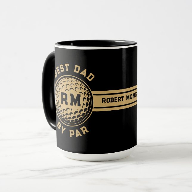 Caneca Best Dad By Par Golf Ball Personalized  (Frente Esquerda)