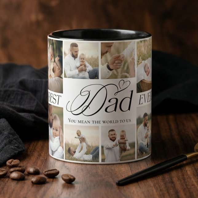Caneca Best Dad Ever Personalized Photo Collage keepsake (Best Dad Ever Personalized Photo Collage keepsake Mug)
