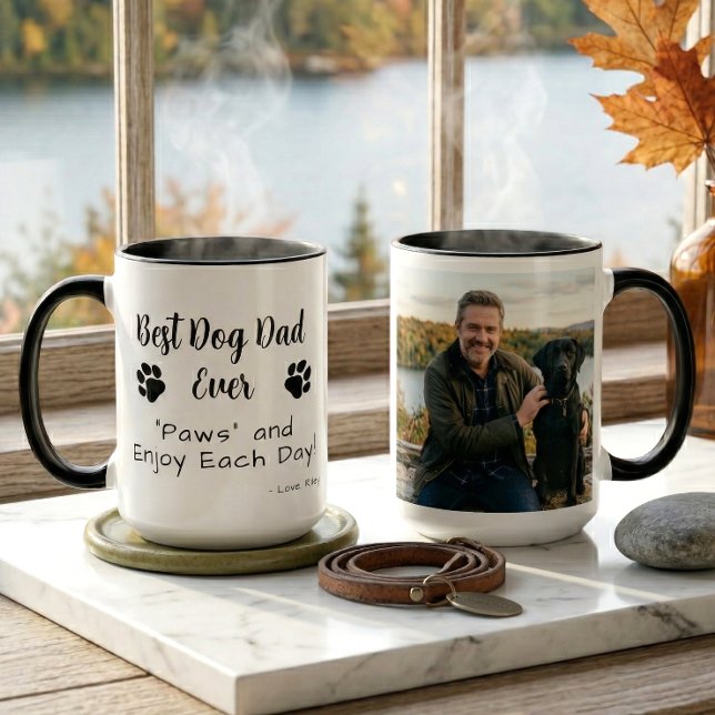 Caneca Best Dog Dad Paws Pet Photo Coffee (Criador carregado)