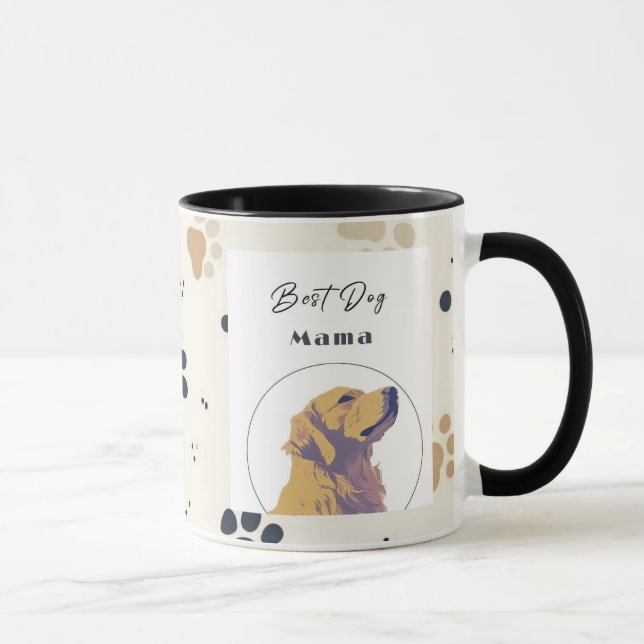 Caneca Best Dog Mama Mug – Cute Yellow Dog Illustration | (Direita)