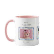 Best Grandma Est Custom Date 3 Photo Cute Preppy