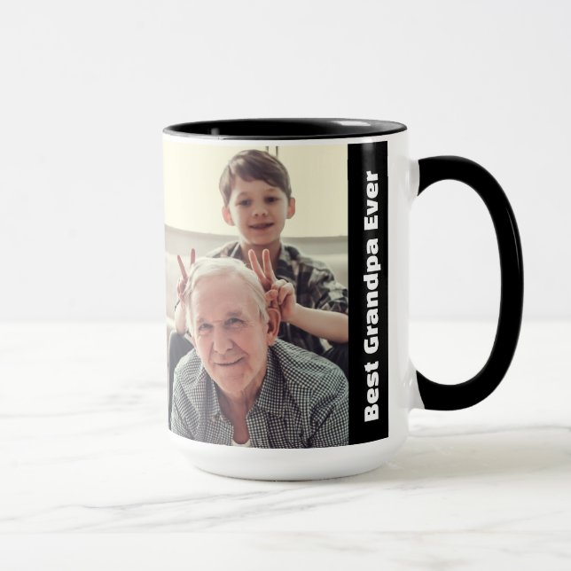 Caneca Best Grandpa Ever 2Photo Collage Minimalist (Direita)