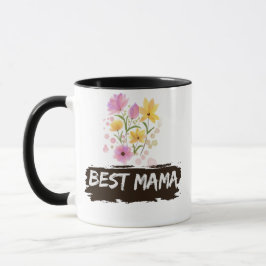 Caneca Best Mama Watercolour Flowers Coffee Mug