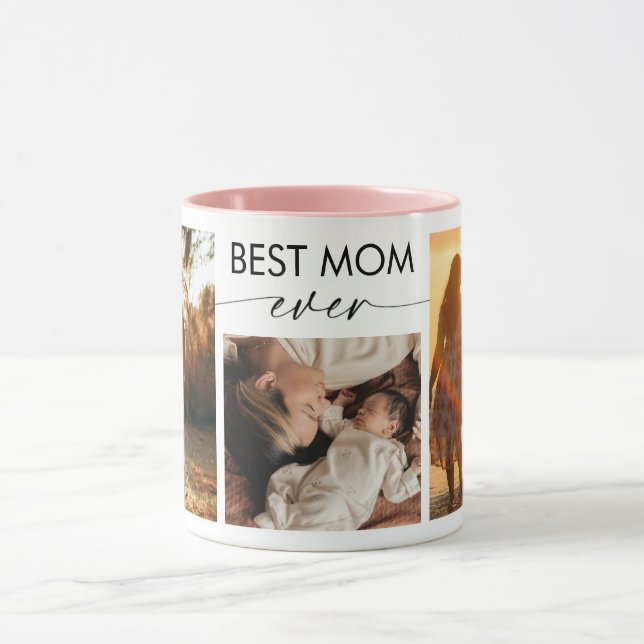 Caneca Best Mom Ever Custom Photo Coffee Mug (Centro)