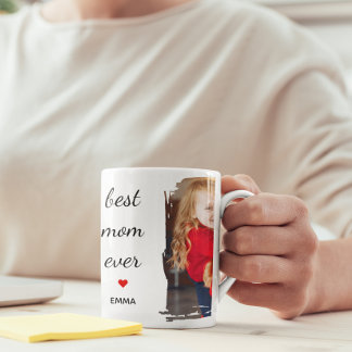 Caneca Best Mom Ever l Custom Photo & Text Typography