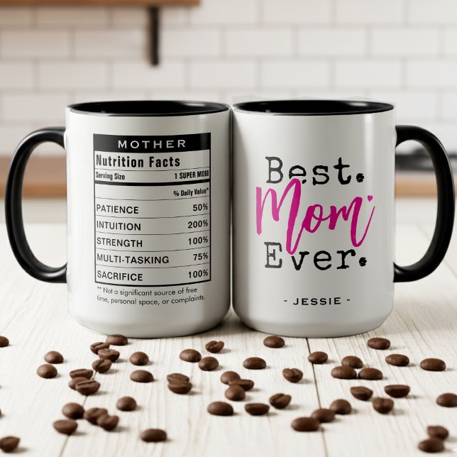 Caneca Best Mom Ever Nutrition Facts Mother's Day (Criador carregado)