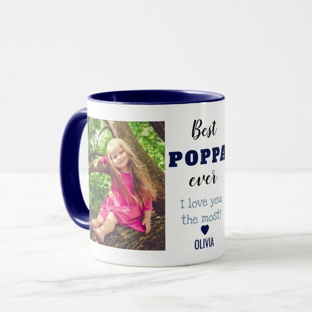 Caneca Best Poppa Ever Love You Most 2 Photo  Navy Blue (Frente Esquerda)