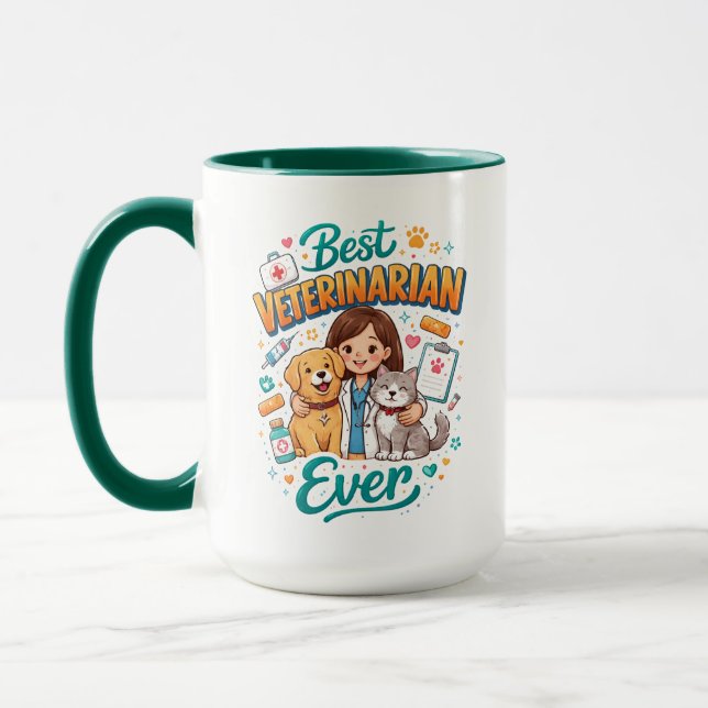 Caneca Best Veterinarian Ever | Vet Appreciation Doctor’s (Esquerda)
