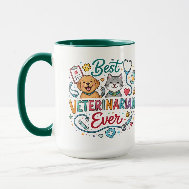 Caneca Best Veterinarian Ever | Vet Appreciation Doctor’s (Esquerda)