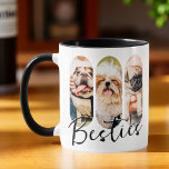Caneca Besties Pet Simple Modern Reproduzir Três Fotos<br><div class="desc">Esta design simples e moderna é composta por uma tipografia moderna e simples de escrita lúdica. Adicione fotos personalizadas do seu gato,  cão ou pássaros de estimação.</div>