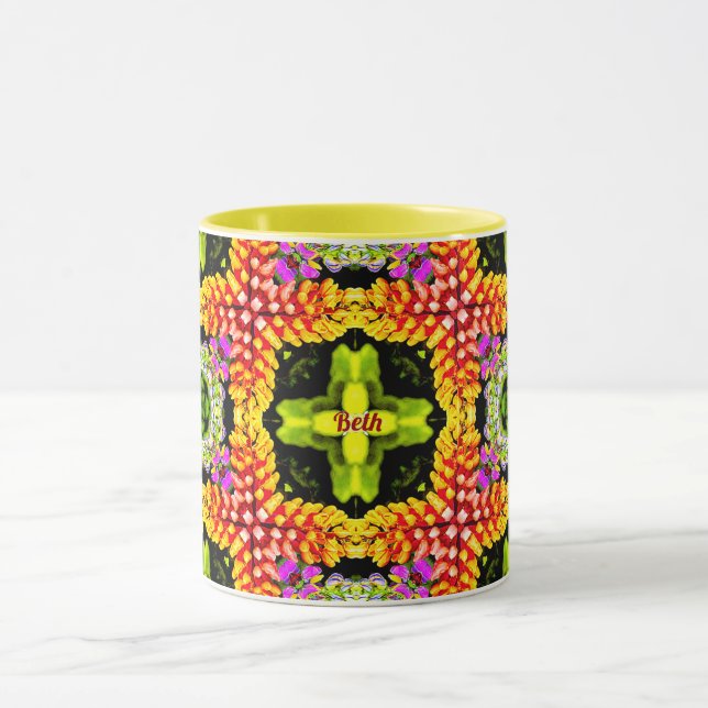 Caneca BETH Personalizado ~ Padrão de Lupins Bonito ~ (Centro)