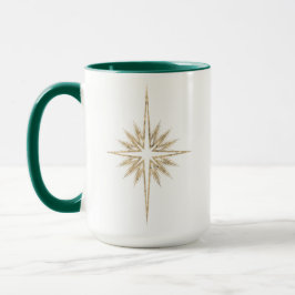 Caneca Bethlehem Nativity Star Scripture Green Christmas