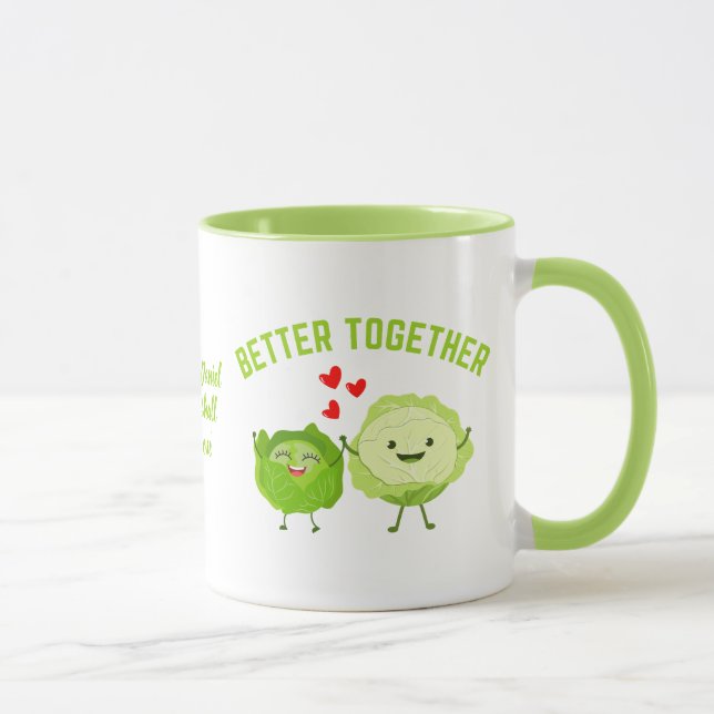Caneca BETTER TOGETHER Cute Cabbage Valentine Couples (Direita)