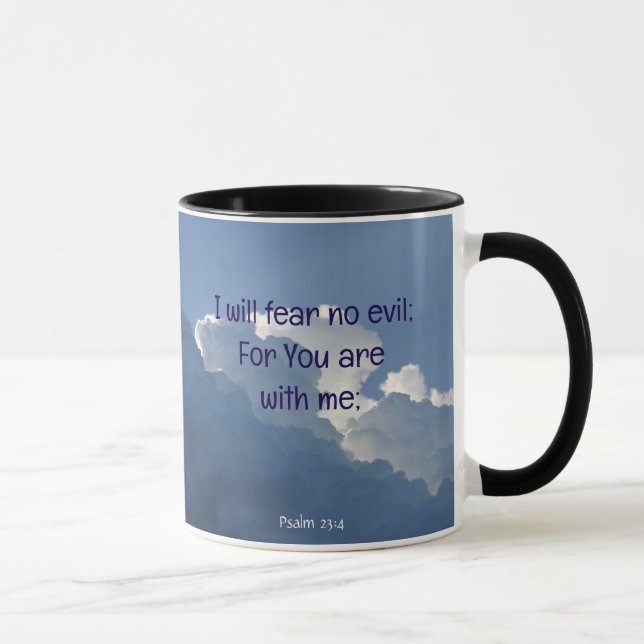 Caneca Bible Scripture Psalm 23:4 Fear No Evil...  (Direita)