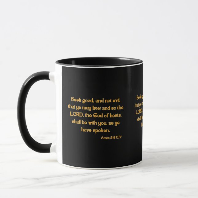 Caneca Bíblia Amos 5:14 KJV - Mug Verso De Dois Tons (Esquerda)
