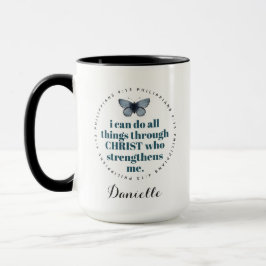 Caneca Bíblia Chic Verse Philippians Blue Butterfly Name