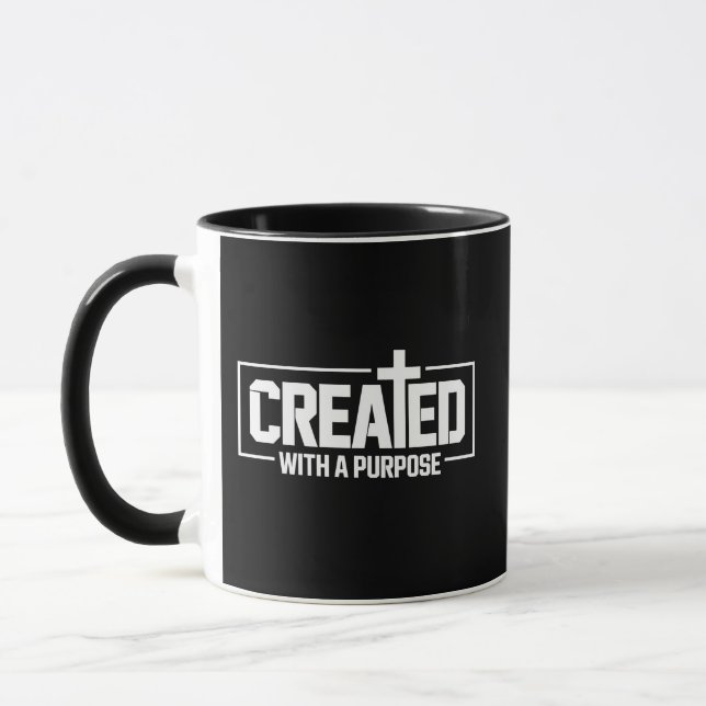 Caneca Bíblia Cristã Abençoada Criada Com um Propósito (Esquerda)