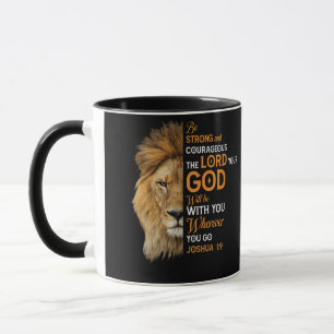 Caneca Bíblia Cristã Verse Joshua 1 9 Leão Fé
