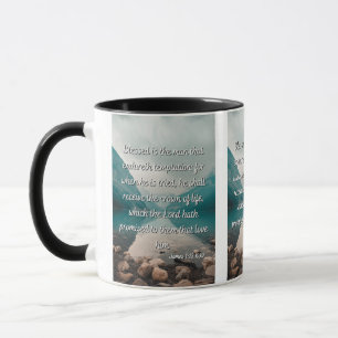 Caneca Bíblia do James 1:12 KJV Verse Mug de Dois Tons