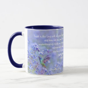 Caneca Bíblia Floral do Jardim Azul do HummingbirdEscritu