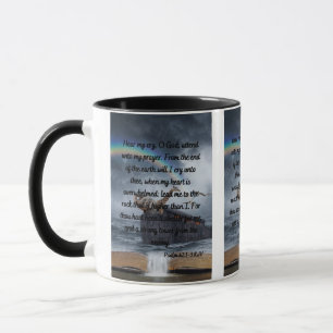 Caneca Bíblia Psalm 61:1-3 KJV Verso Túmulo De Dois Tons