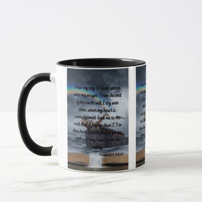 Caneca Bíblia Psalm 61:1-3 KJV Verso Túmulo De Dois Tons (Esquerda)