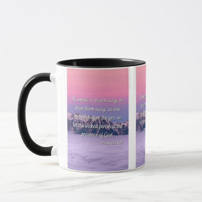 Caneca Bíblia Psalm 68:2 KJV Verso Cama De Dois Tons (Esquerda)